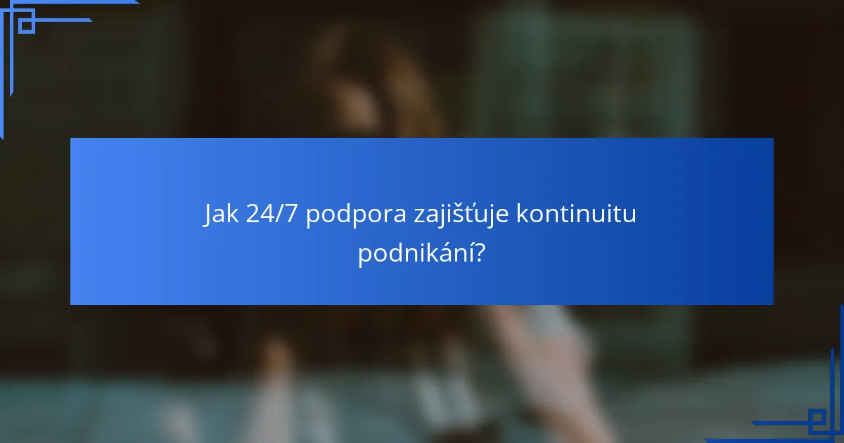 Jak 24/7 podpora zajišťuje kontinuitu podnikání?