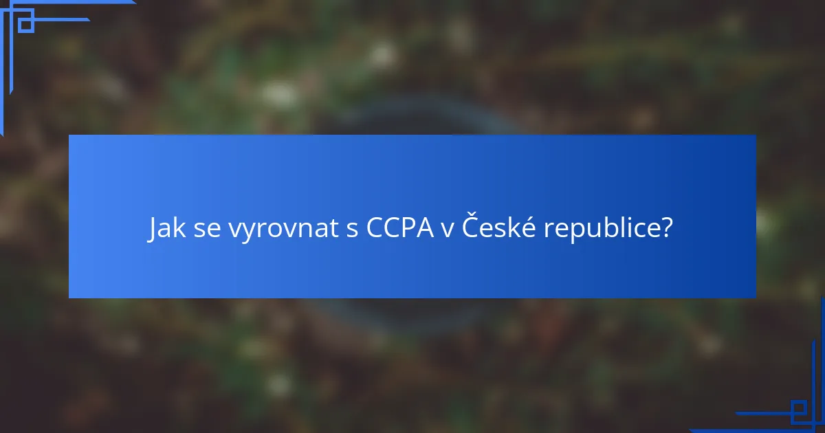 Jak se vyrovnat s CCPA v České republice?