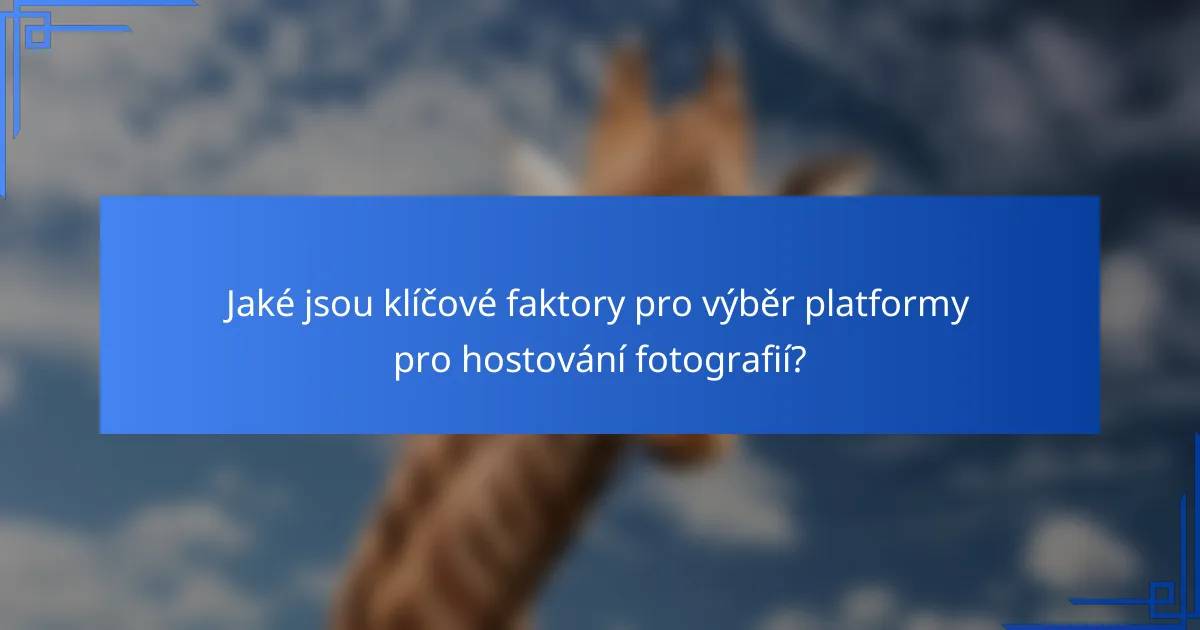 Jaké jsou klíčové faktory pro výběr platformy pro hostování fotografií?