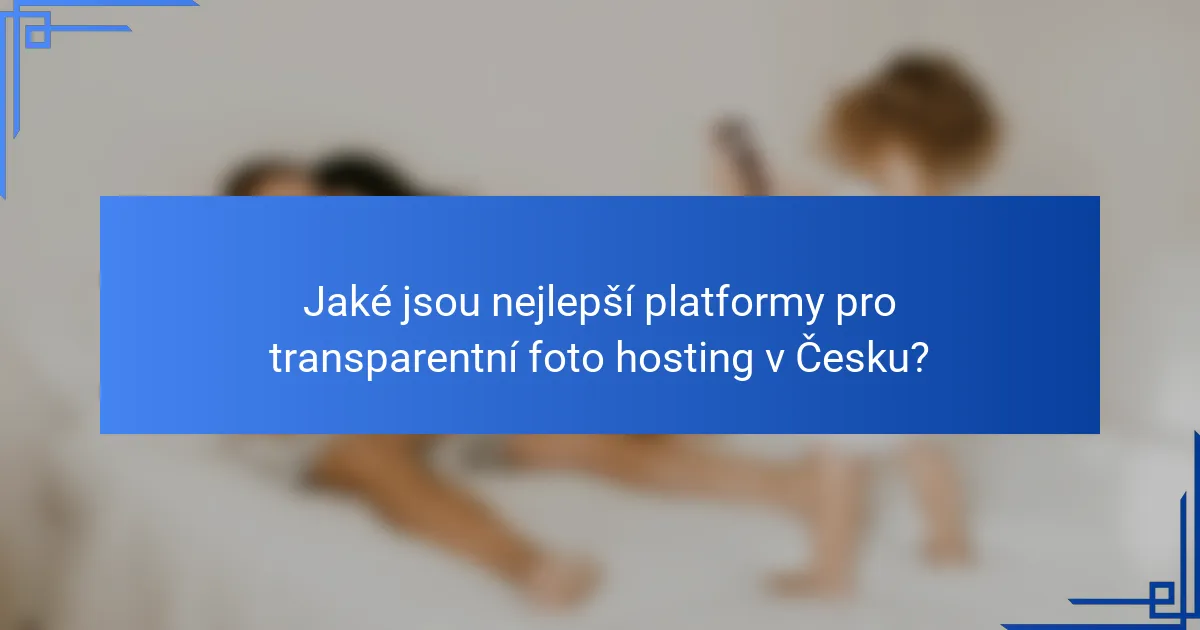 Jaké jsou nejlepší platformy pro transparentní foto hosting v Česku?