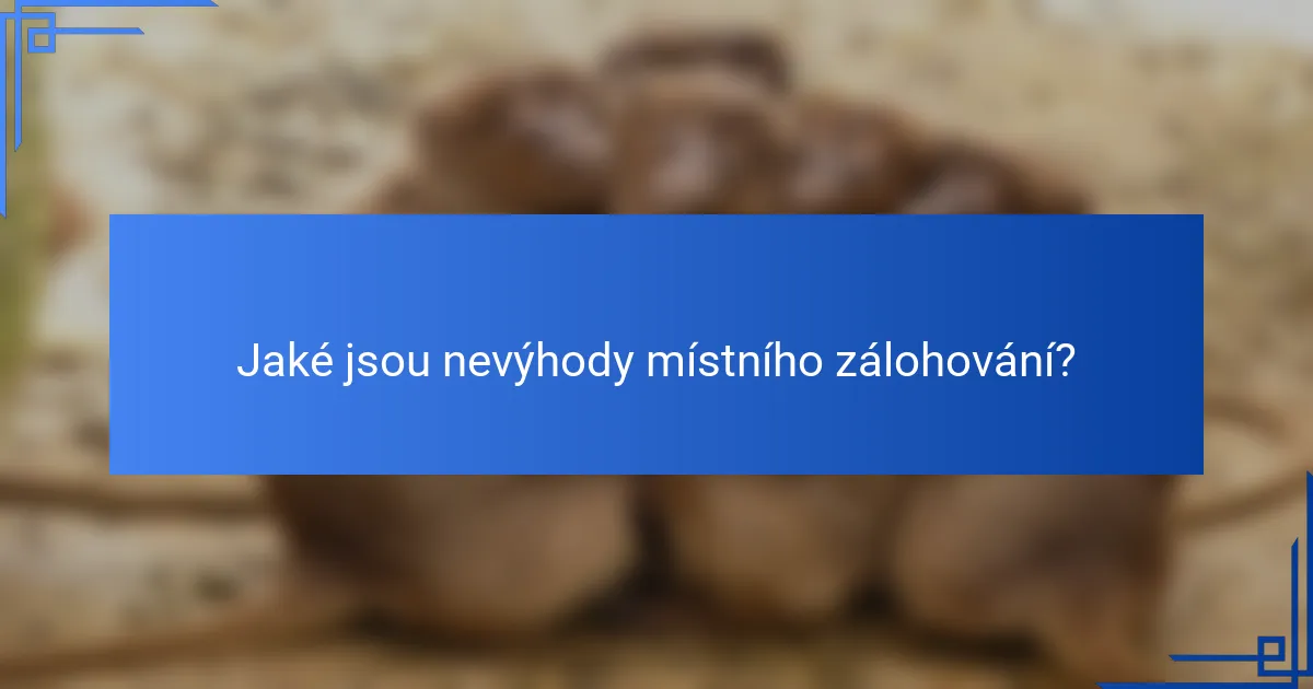 Jaké jsou nevýhody místního zálohování?