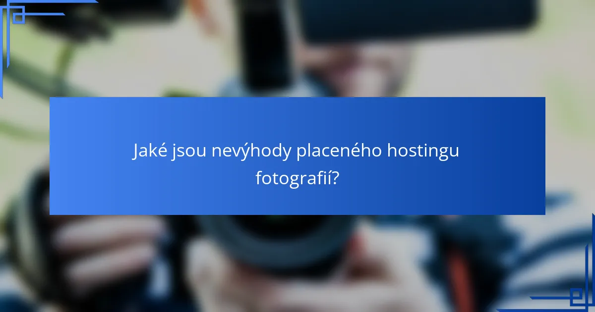 Jaké jsou nevýhody placeného hostingu fotografií?