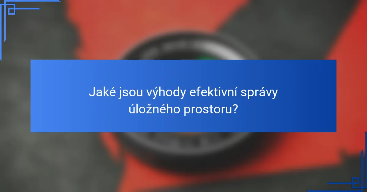 Jaké jsou výhody efektivní správy úložného prostoru?