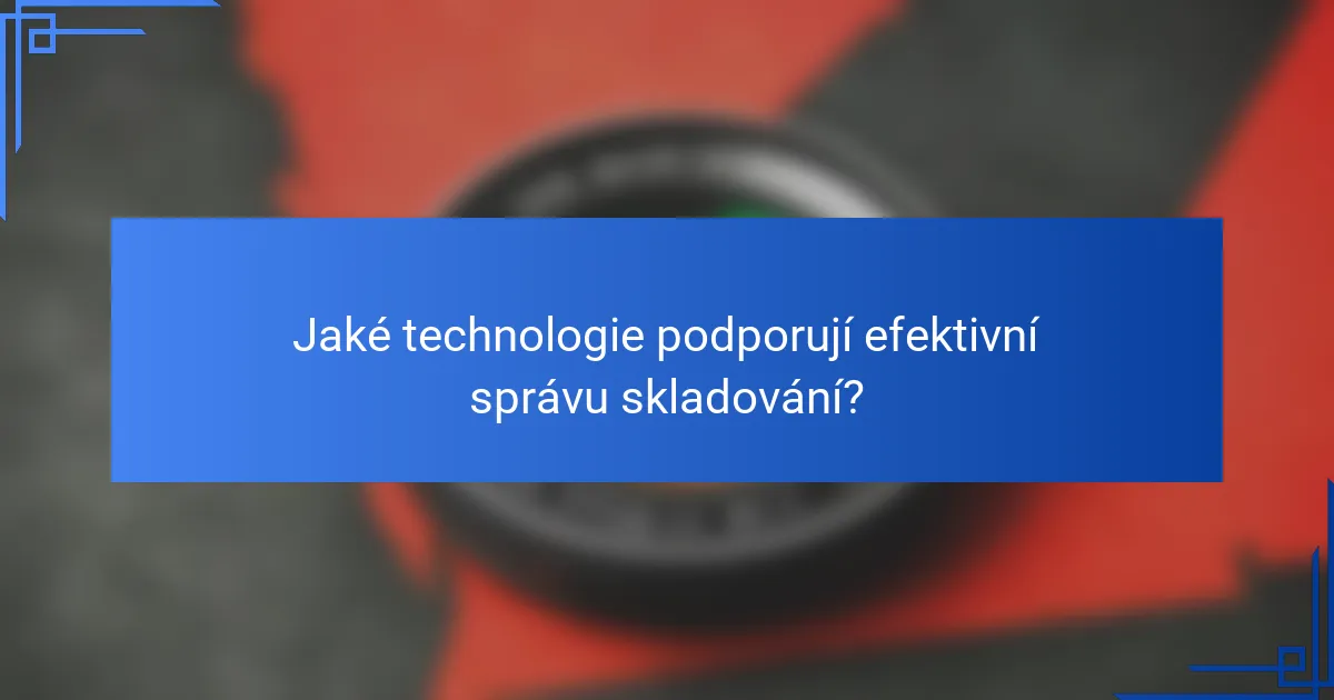 Jaké technologie podporují efektivní správu skladování?